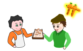 Le bobo achète des champignon auprès du micologue.