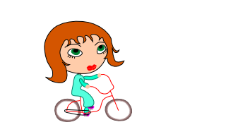 Une fille à vélo rêve de trouver un producteur bio près de chez elle.